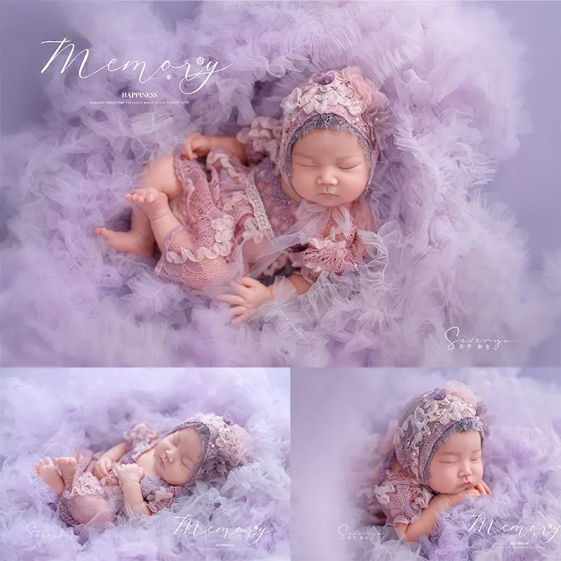 Purple Mesh Lace Outfit Set - Newborn Photography Props
